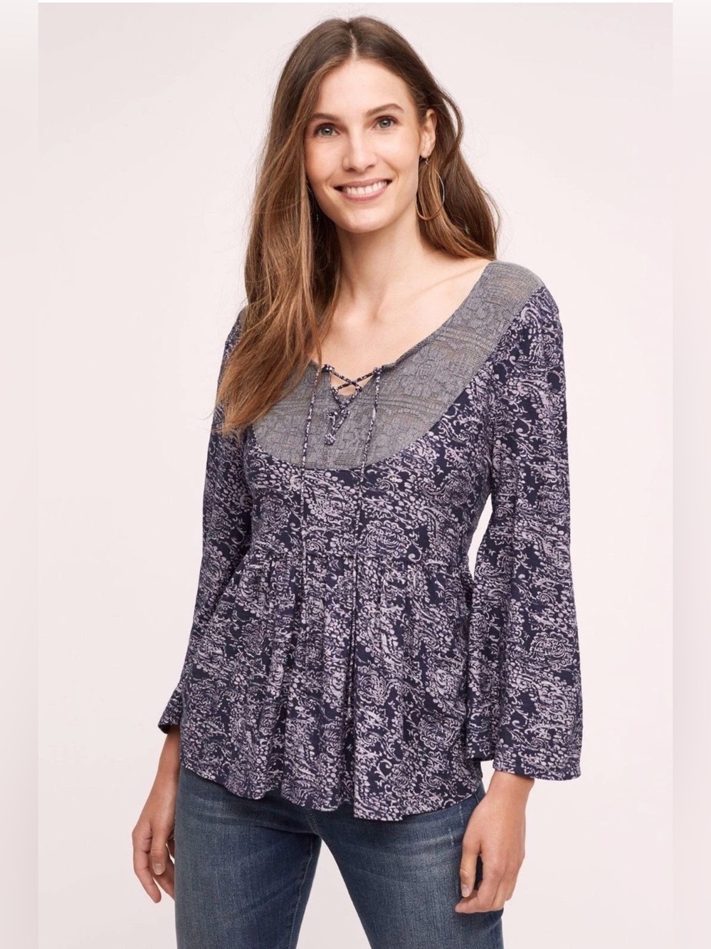 Akemi Kin Anthropologie Marcella Peasant Boho Top, size M
